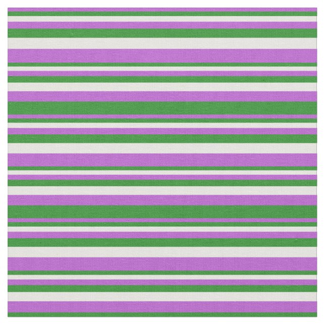 Orchid, Forest Green, and White Pattern Fabric (Close Up)
