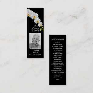 Orchid Funeral Memorial Prayer Photo Bookmark Card