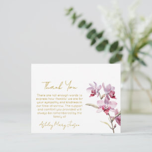 Orchid Funeral Thank You Card Bereavement