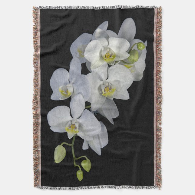 Orchid Garland Throw Blanket (Front Vertical)