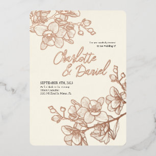 Orchid Golden Moments   Wedding Foil Invitation