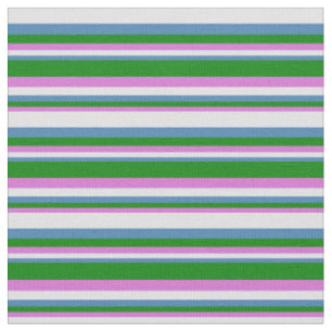 Orchid, Green, Blue, and Lavender Lines Fabric