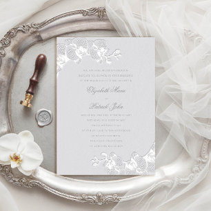 Orchid Heirloom Faux Ivory Classic Formal Wedding Invitation