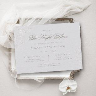 Orchid Heirloom Faux Ivory Formal Rehearsal Dinner Invitation