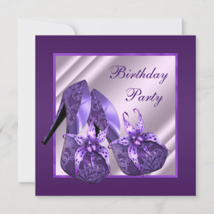 Orchid High Heel Shoe Womans Purple Birthday Party Invitation