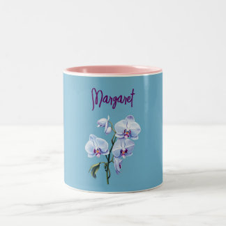 Orchid Illustration Two-Tone Coffee Mug