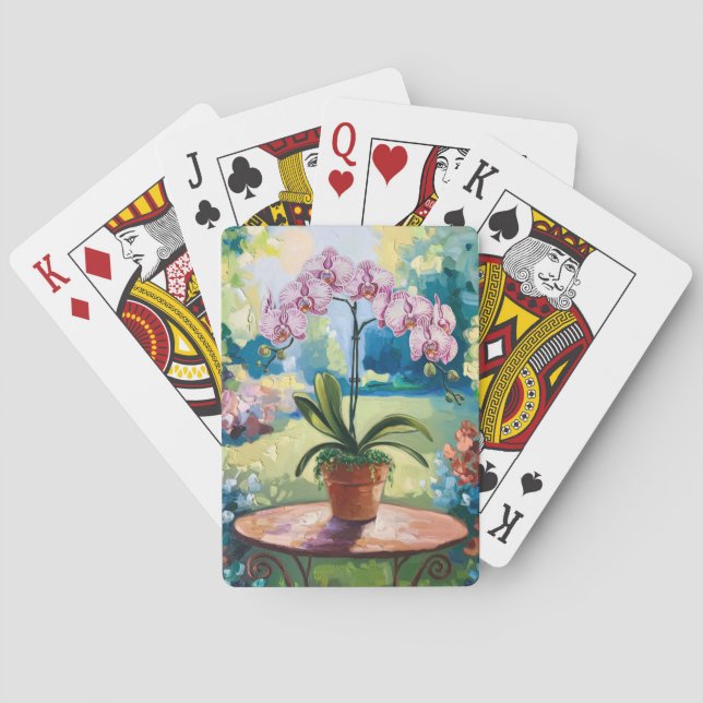 Orchid in a Pot Painting Botanical Art Playing Cards (Back)