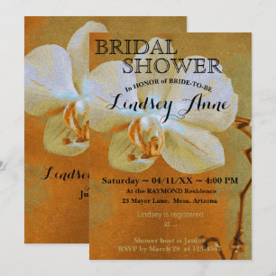 Orchid in Shades of Orange Personalised  Invitation