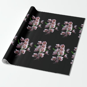 Orchid Insanity on Black Wrapping Paper