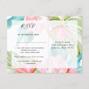 Orchid Isle, Orange Palm RSVP w/Meal Choice Invitation Postcard