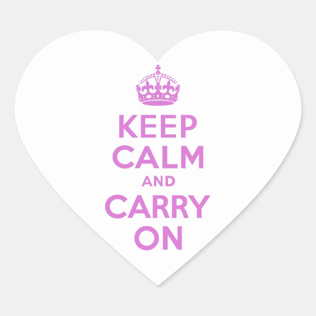Orchid Keep Calm and Carry On Heart Sticker (Front)