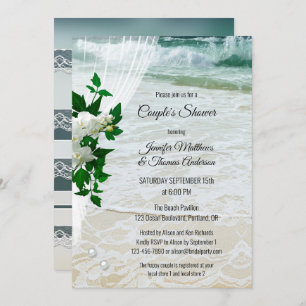 Orchid Lace Beach Bridal Couple Shower Invitation