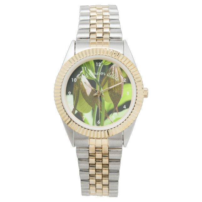 Orchid Lady Slipper Flower Pair Personalised  Watch (Front)