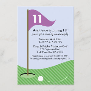 Orchid Let's Par-Tee Miniature Golf Birthday Party Invitation