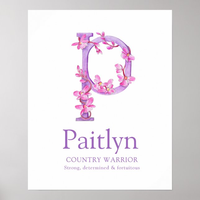 Orchid Letter P Paitlyn custom name meaning Poster (Front)