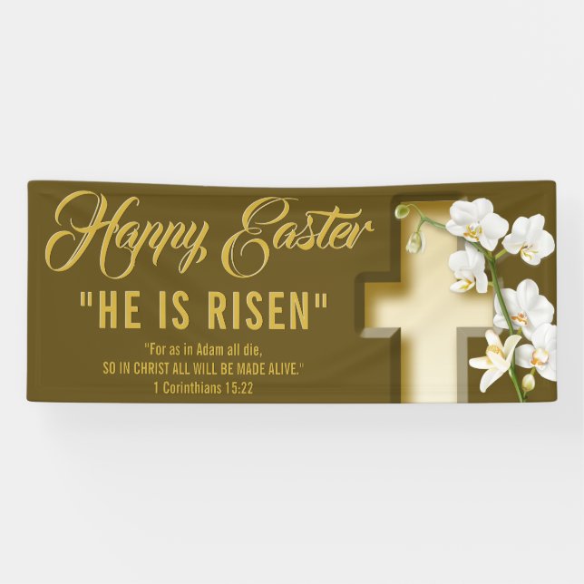 Orchid Lily Cross Easter Banner (Horizontal)