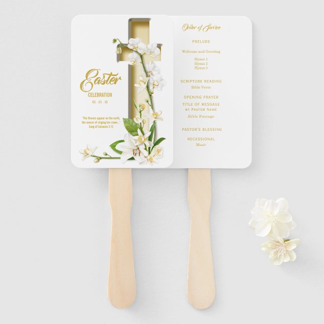 Orchid Lily Scripture Verse Hand Fan (Front and Back)