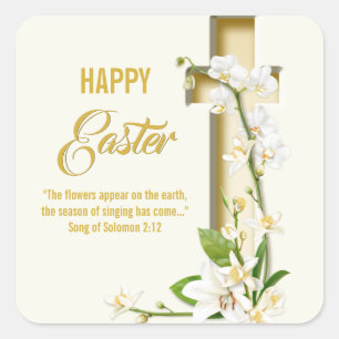 Orchid Lily Spring Easter Square Sticker