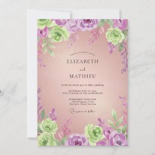 Orchid Lime Painted Wedding Invitation