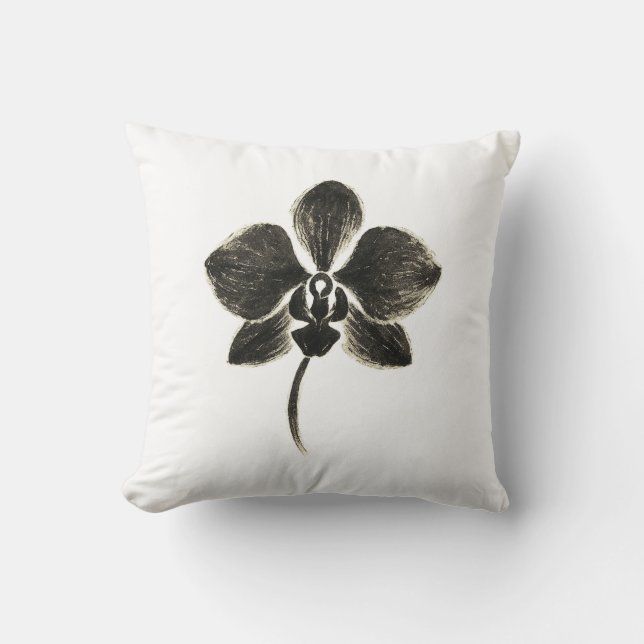 Orchid Line Drawing – Floral Design on  Cushion (Front)