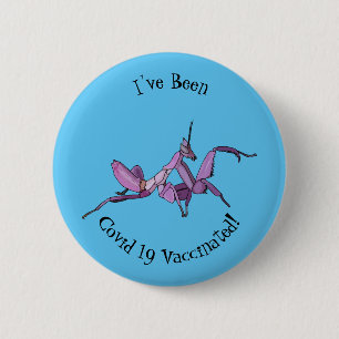 Orchid mantis cartoon illustration 6 cm round badge