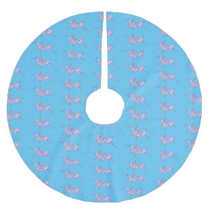 Orchid mantis cartoon illustration brushed polyester tree skirt