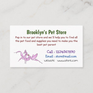 Orchid mantis cartoon illustration business card
