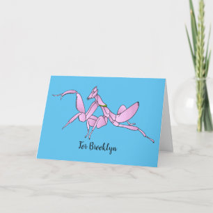 Orchid mantis cartoon illustration  card