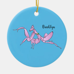 Orchid mantis cartoon illustration ceramic ornament