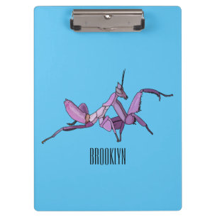 Orchid mantis cartoon illustration clipboard
