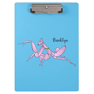 Orchid mantis cartoon illustration clipboard