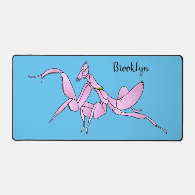 Orchid mantis cartoon illustration  desk mat (Front)