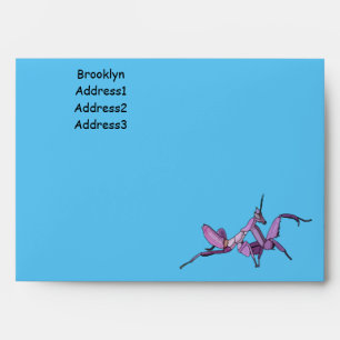 Orchid mantis cartoon illustration envelope