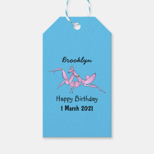 Orchid mantis cartoon illustration gift tags