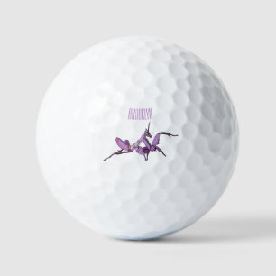 Orchid mantis cartoon illustration golf balls