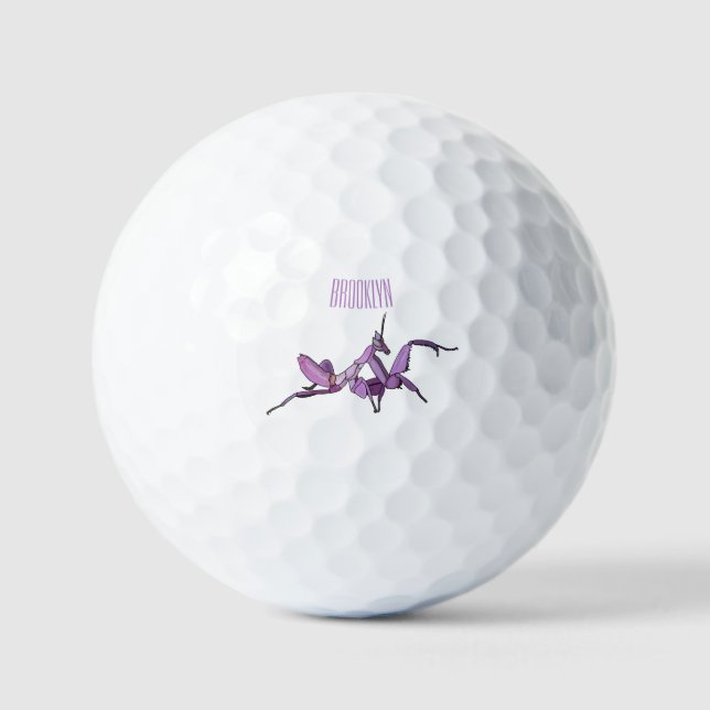 Orchid mantis cartoon illustration golf balls (Front)