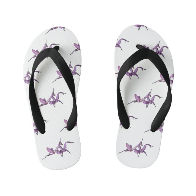 Orchid mantis cartoon illustration kid's thongs (Footbed)