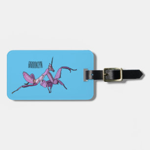Orchid mantis cartoon illustration luggage tag