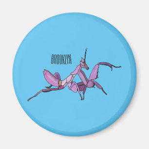Orchid mantis cartoon illustration magnet
