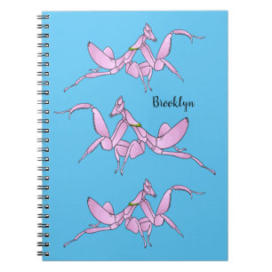 Orchid mantis cartoon illustration notebook