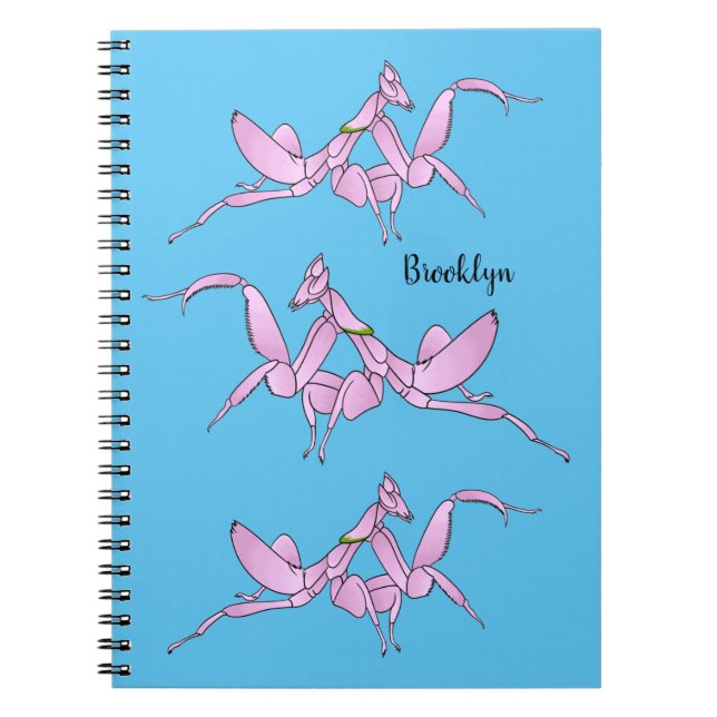 Orchid mantis cartoon illustration notebook (Front)