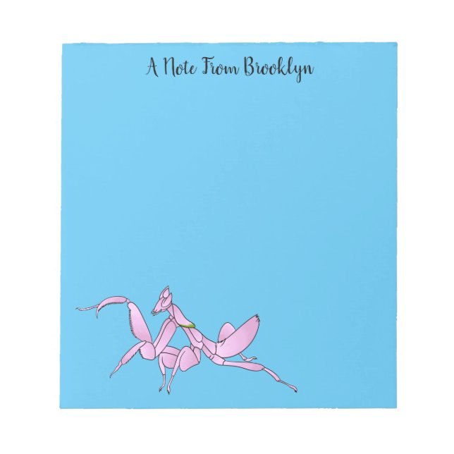 Orchid mantis cartoon illustration notepad (Front)