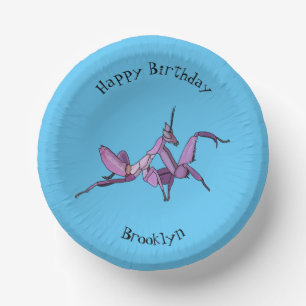 Orchid mantis cartoon illustration paper plate