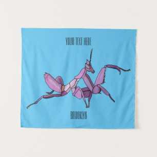 Orchid mantis cartoon illustration tapestry