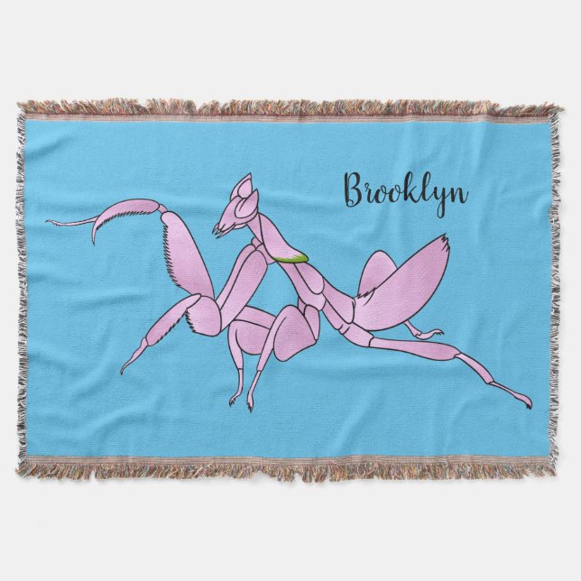 Orchid mantis cartoon illustration  throw blanket (Front)