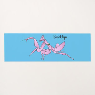 Orchid mantis cartoon illustration yoga mat
