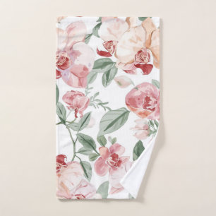 Orchid Meadow Watercolor Floral Blushing Botanical Hand Towel