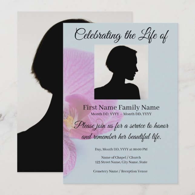 Orchid memorial invitation (Front/Back)