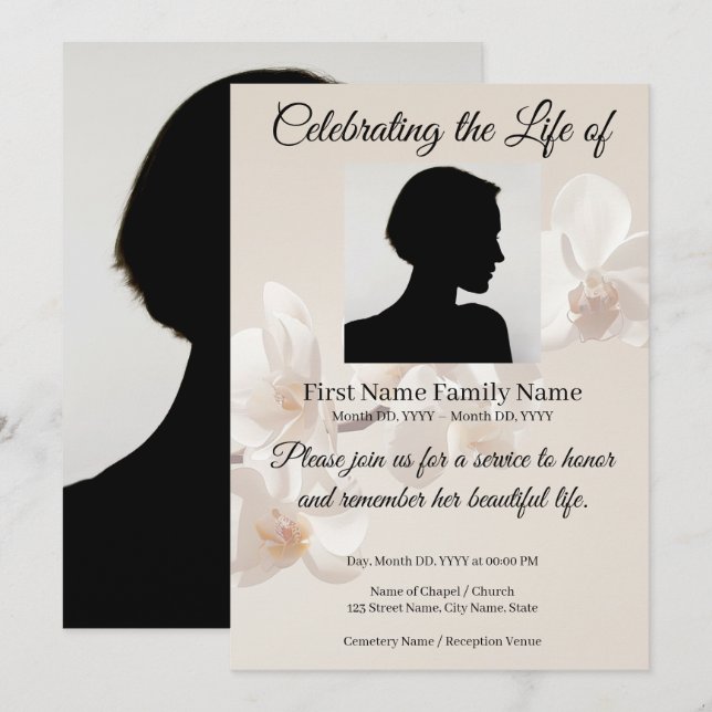 Orchid memorial invitation (Front/Back)