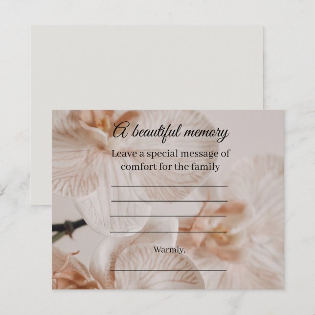 Orchid Memorial Message Card (Front/Back)